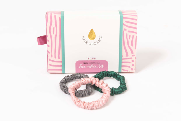 Pink Lite-wrap hair towel & Lizzie pure mulberry silk scrunchie gift set